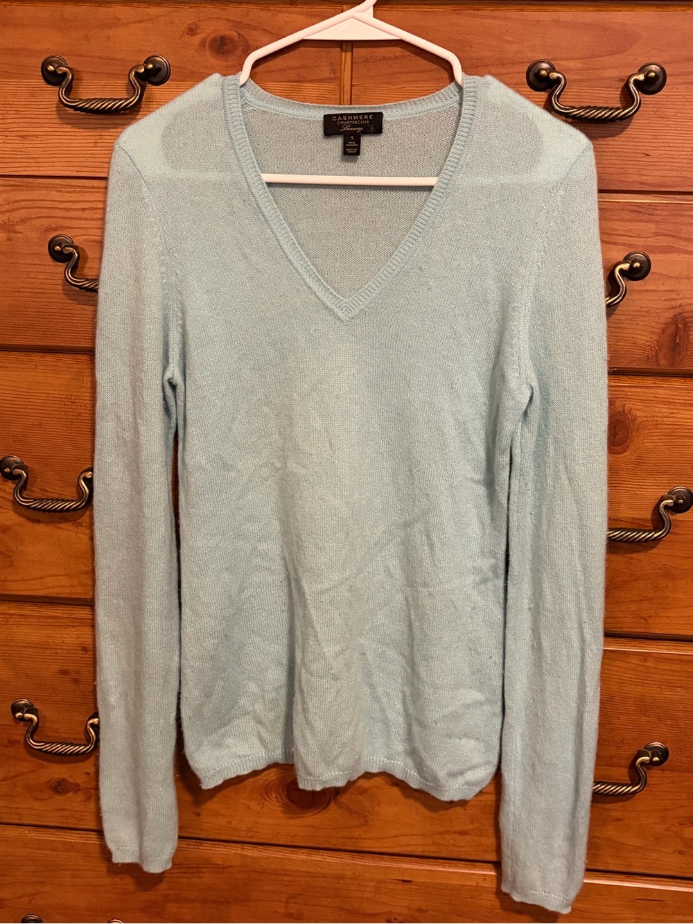 Charter Club Light Blue Cashmere V-Neck Sweater